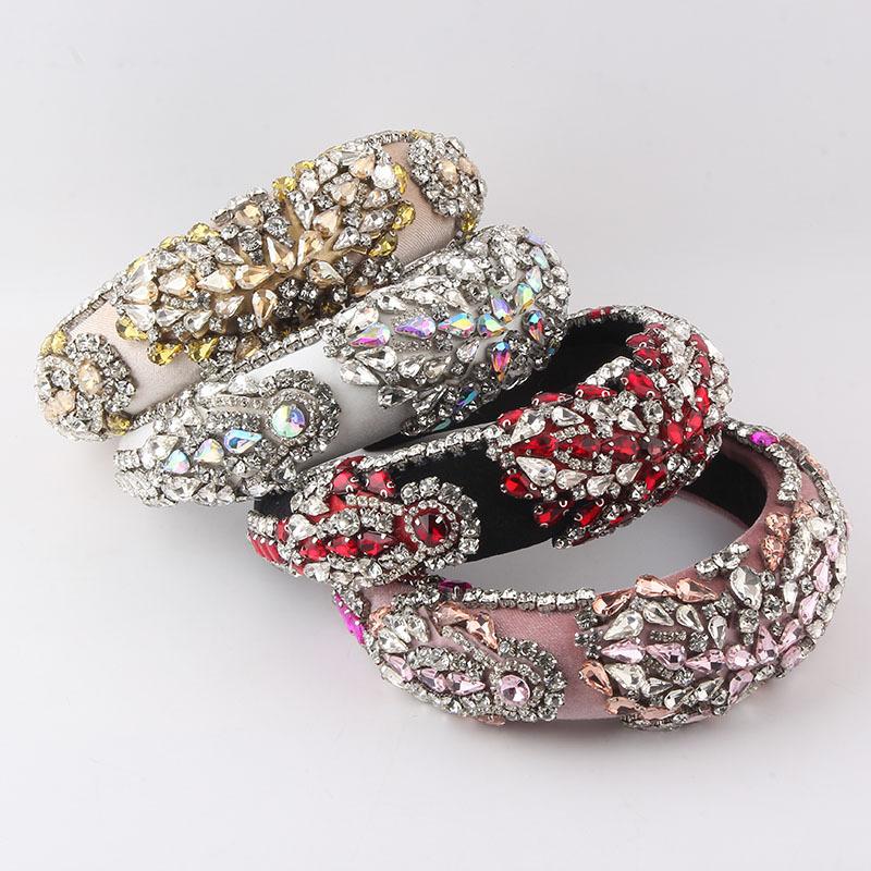 

Новый модный барочный губчатый обруч для волос с бриллиантами и светом, роскошный обруч для женской танцевальной вечеринки, красивые аксессуары для волос для женщин бордовый