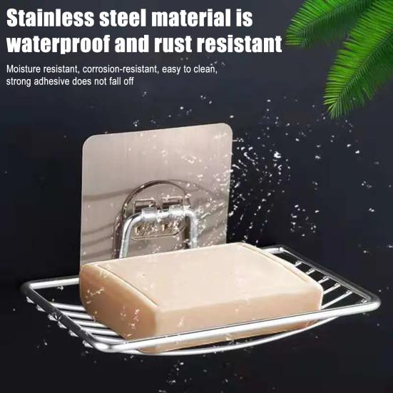 Yousheng Soap Rack Rust-Proof Stainless Steel Frame with Self-Draining Ventilated Design No Punching Soap Holder