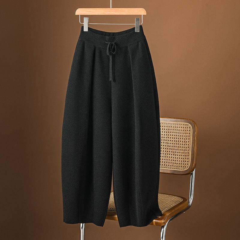 

Plus Size Women s Loose Wide-Leg Harem Pants for Autumn/Winter 4XL (240-300 Jin) чёрный