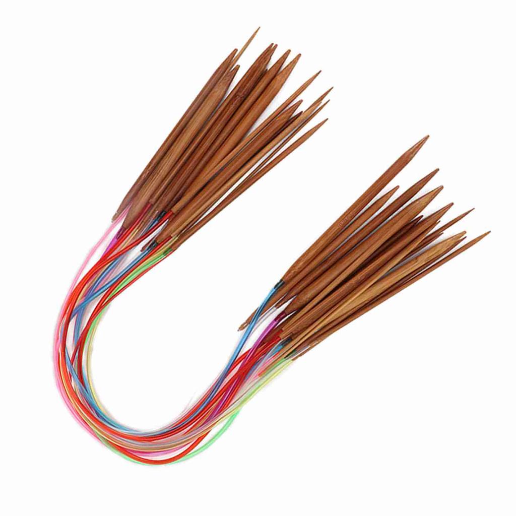 Multicolor Plastic Pipe Carbonized Double Annular Bamboo Sweater Needles(100 Cm39.4 In)