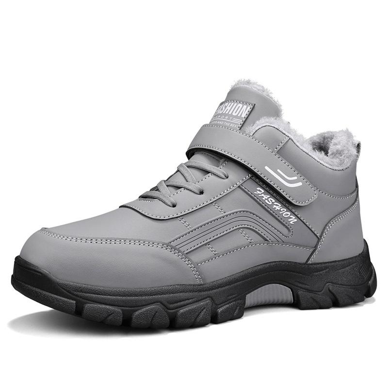 

Модные мужские водонепроницаемые ботинки для улицы, зимние теплые, популярная обувь, мужские замшевые повседневные ботинки для снега, плюшевые теплые ботинки, кожаные ботинки для ходьбы, охотничьи 39 серый