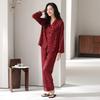 Pajamas women spring and autumn spring ice silk long-sleeved trousers loungewear natal year red leopard print suit can be worn outside