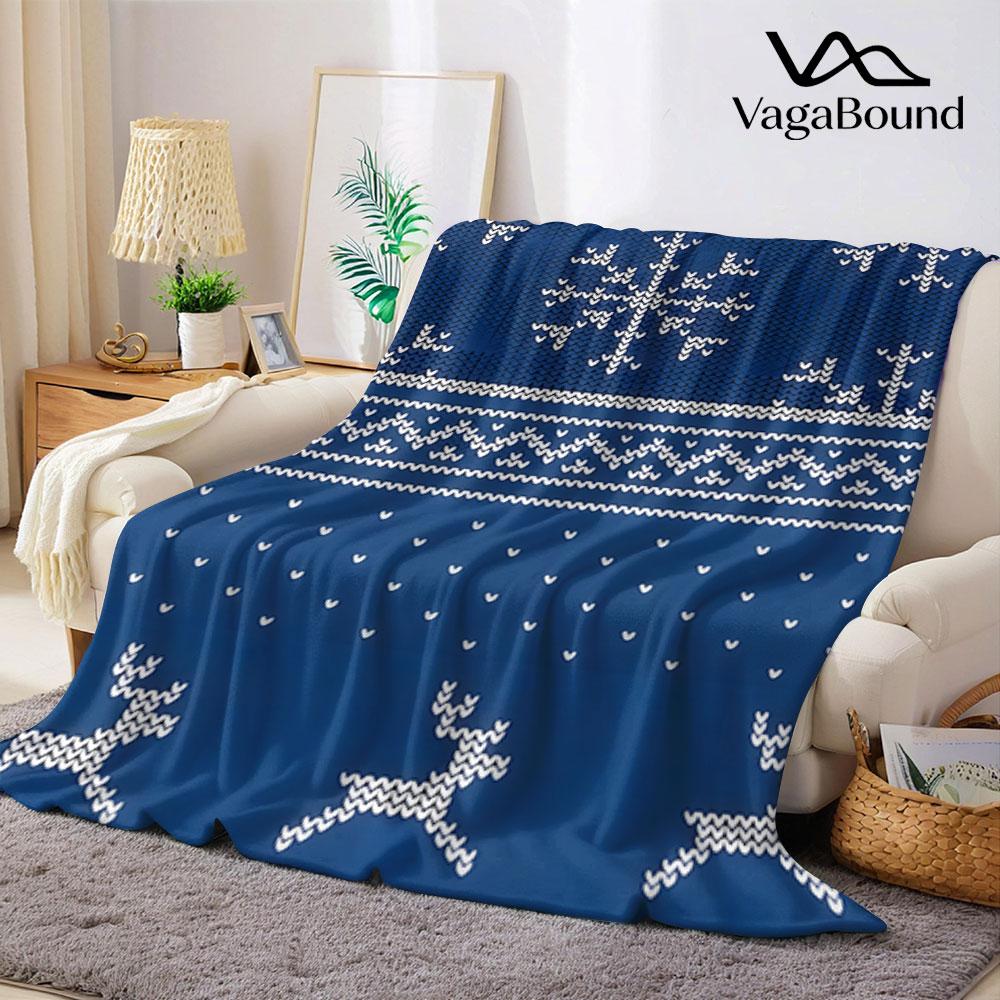 Knit Christmas Fair Isle Flannel Blanket Warm Soft Halloween Christmas Couch Warm Cozy Decorative Decor Gift for All Season
