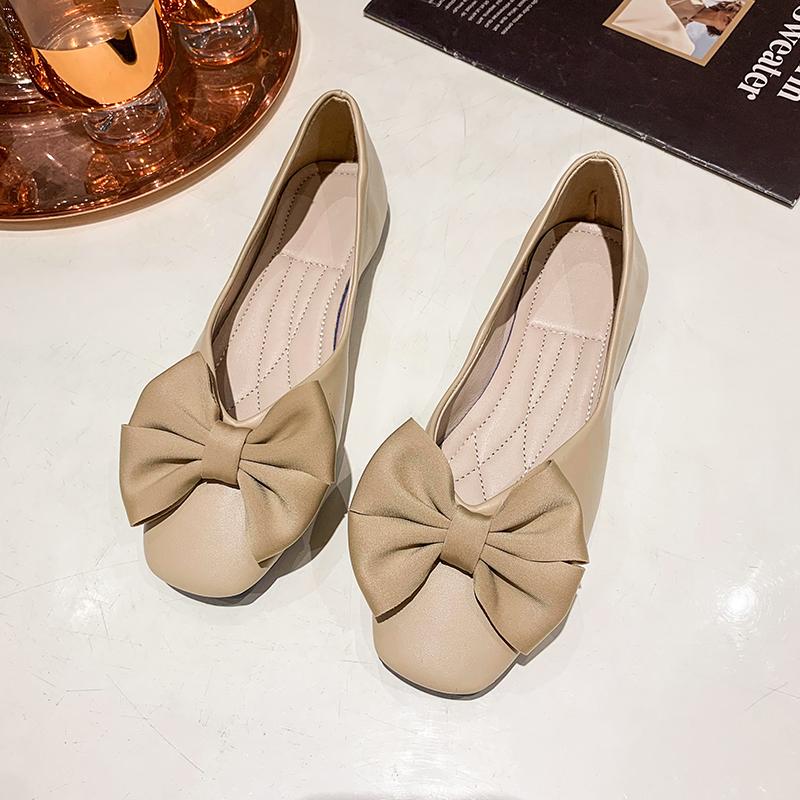 Arrivée Printemps Été Nœud Confortable Décontracté Couleur Unie Élégantes Chaussures pour Femmes Plates Peu Profondes Respirantes