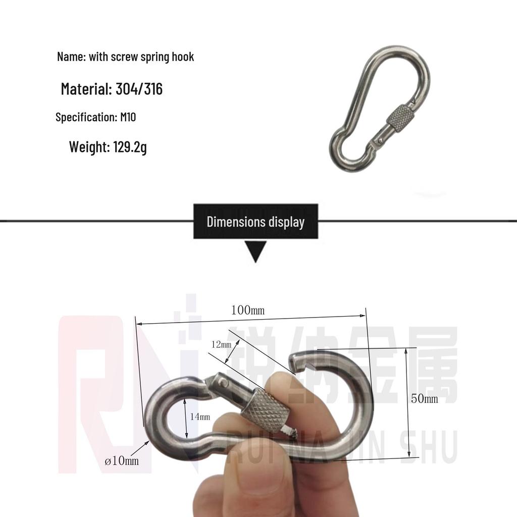 Stainless Steel Screw Spring Carabiner Keychain Safety Buckle
