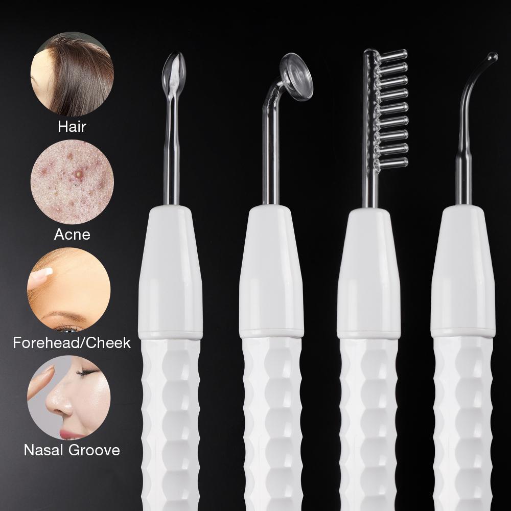 4-IN-1 Portable High Frequency Facial Beauty Machine Electrode Purple Light Glass Tube Wand Acne Massage Facial SPA Skin Care