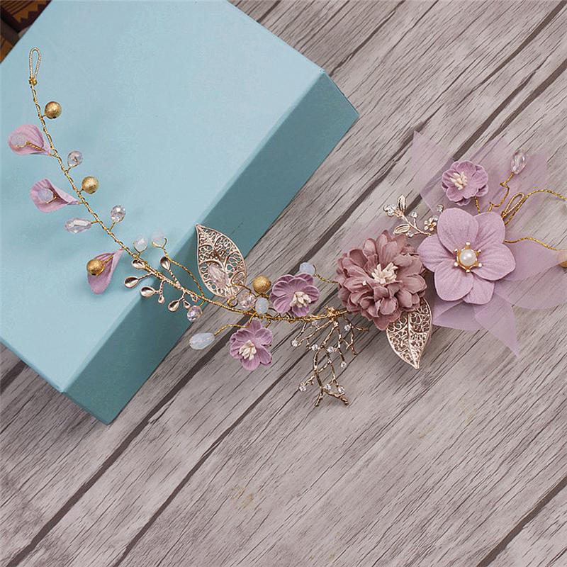 Gioielli per Capelli Lunghi Fascia con Fiori Rosa Ornamenti per Capelli da Sposa Fascia Copricapo Fatto a Mano Decorazione Capelli Matrimonio