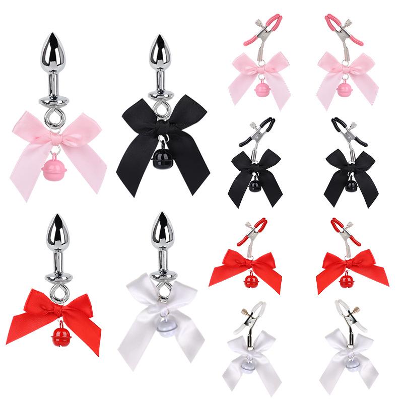 Bow Knot Bell Nipple Clamps & Anal Plugs Set – Couple's Intimate Toys Collection