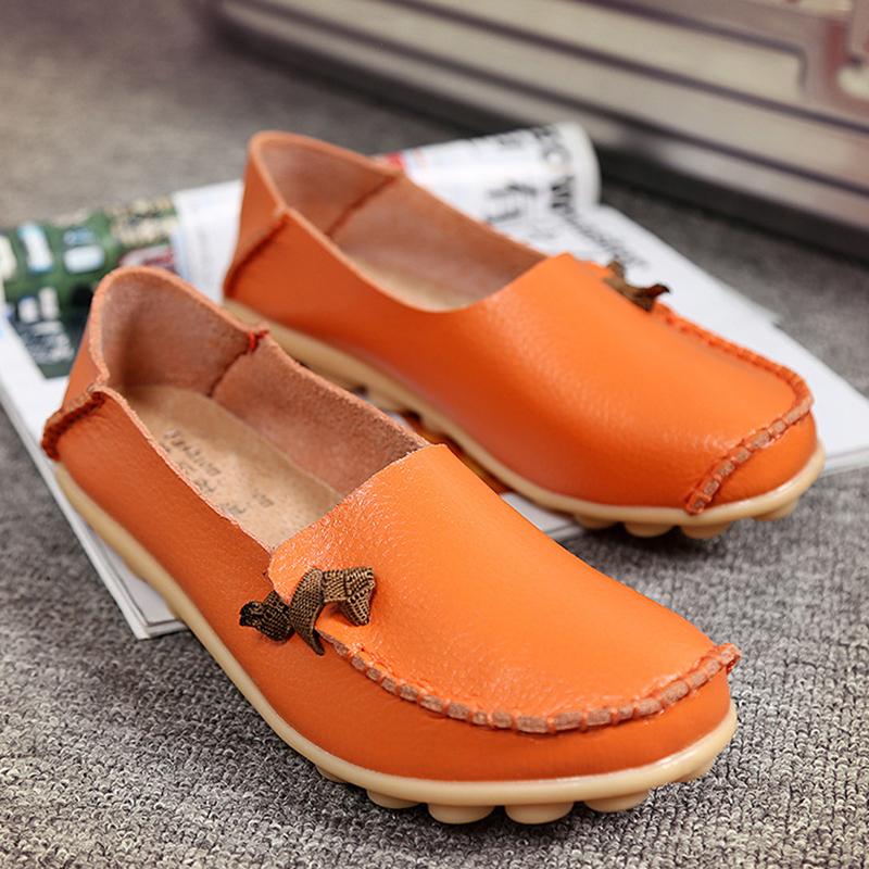 Women's Leather Shoes Flat Bottom Ladies Casual Mom Shoes Soft Loafers Women's Shallow Summer Comfort Flats Nursing Shoes Female