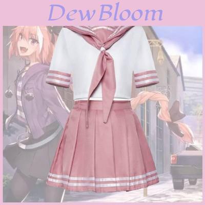 Fate Astolfo Cosplay Sailor Uniform With Butterfly Bow Japanese Student Socks