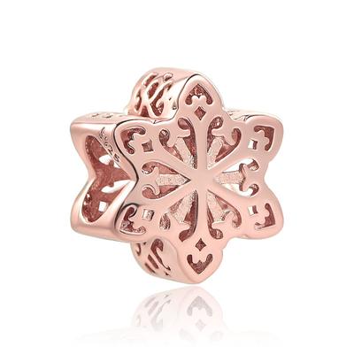 2022 New Rose Gold Flower Angel Wing Snowflake Heart Clip Beads Fit Original Charms Silver 925 Bracelet Diy Women Jewelry