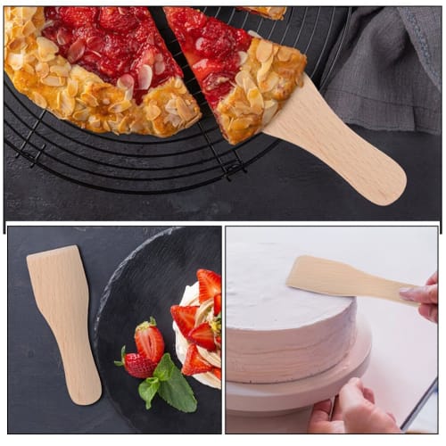 STOBAZA 5-Piece Small Wooden Spatula, Butter Cake Spatula, Cream Spatula, Wooden Cake Scraper, Mini Turner, Cooking Shovel, Multipurpose Spatula for H