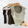 Square Neck Camisole with Chest Pad - Women's Sleeveless Top, Wide Shoulder for Concealed Underarm Fit and Anti-Exposure.
