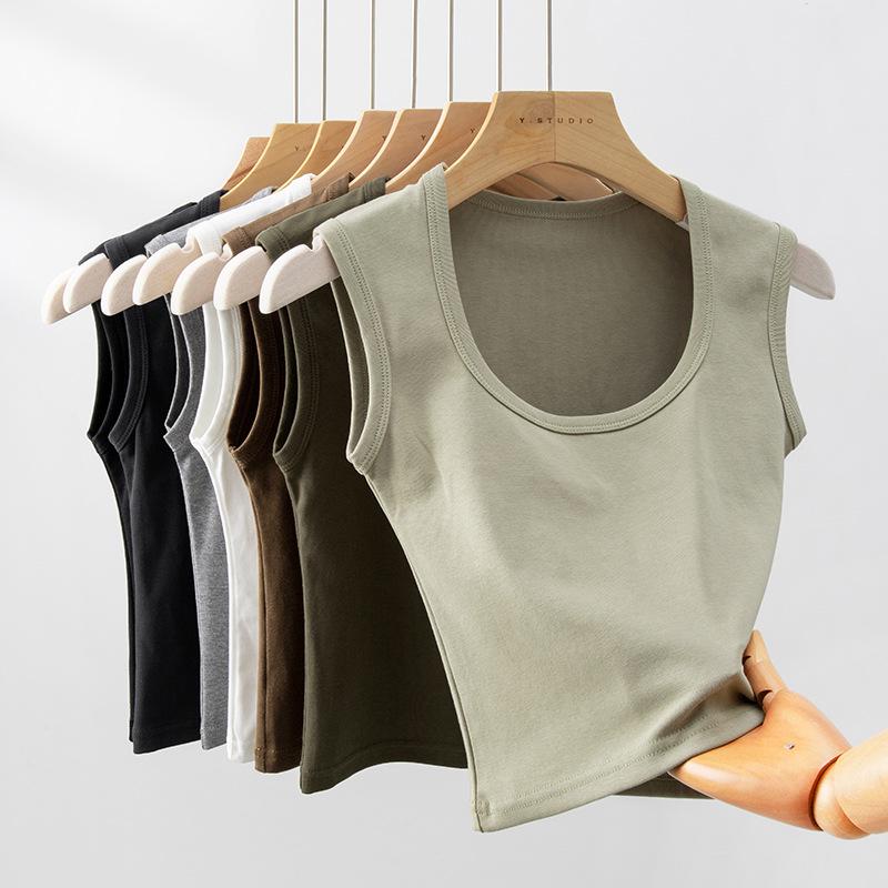 Square Neck Camisole with Chest Pad - Women's Sleeveless Top, Wide Shoulder for Concealed Underarm Fit and Anti-Exposure.