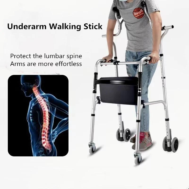 Elderly Rehabilitation Training Walker Underarm Crutche Walking Stick Disabled Rollator Aluminum Alloy Standing Frame Walker