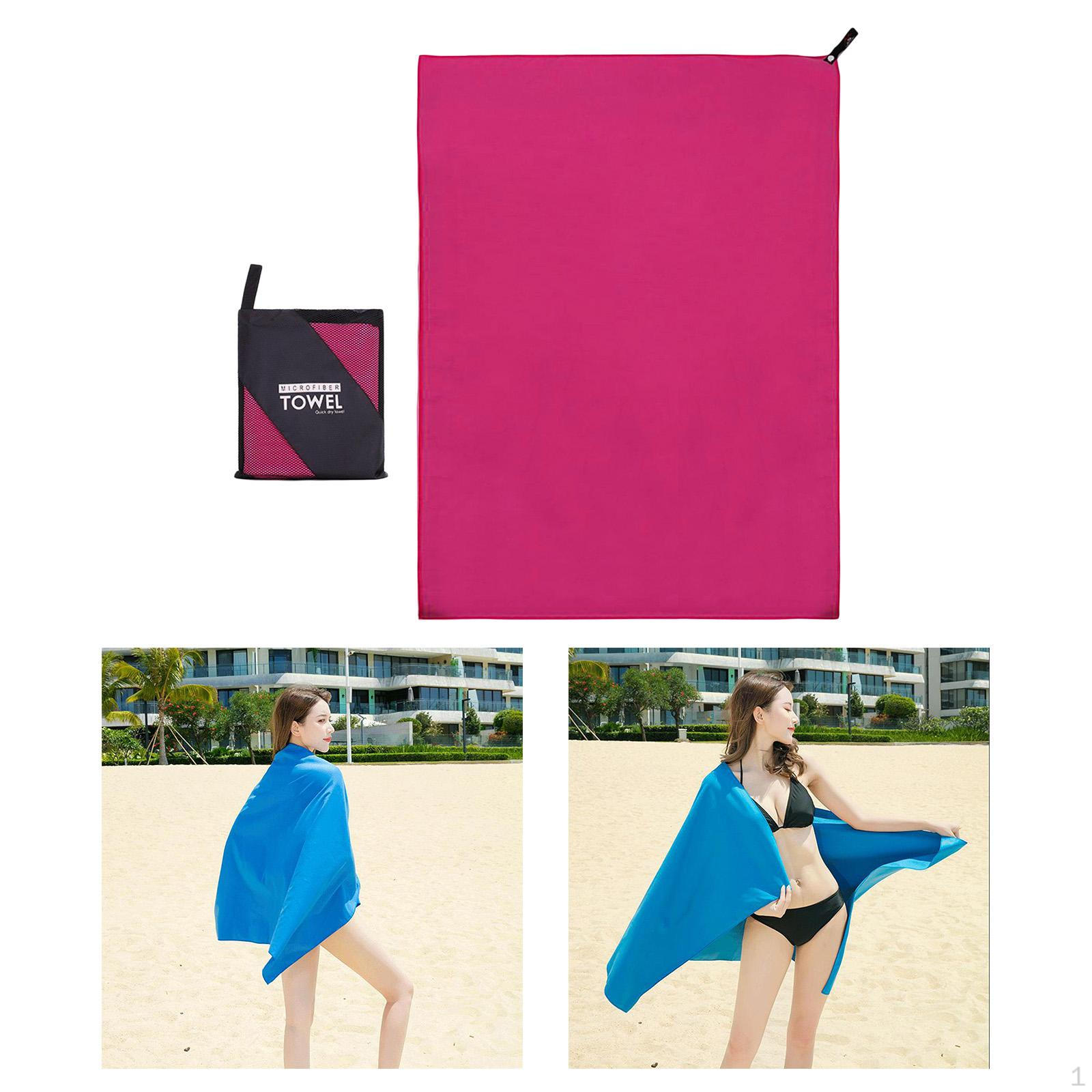 Absorbent Microfiber Towel Foldable Multi-Purpose Storage Bag 3 Sizes Soft Lightweight Durable for pink 76x152cm