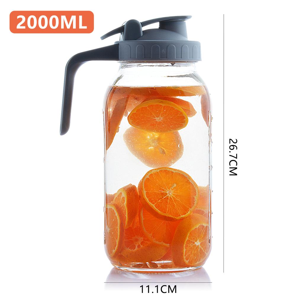 Mason Jar Glass  Pitcher with Lid Wide Mouth 32/64oz Cold Brew Coffee Pot Water Bottle Iced Tea Dispenser Storage