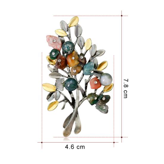 Vintage Kadınlar Noel Ağacı Renkli Rhinestone Broş Pin Kravat Iğnesi Rozeti