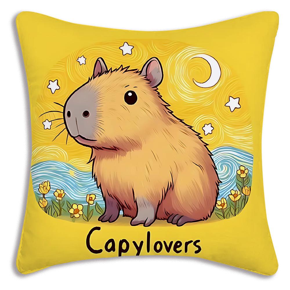 Cute Cartoon Capybara Pillow Case For Bedroom Car Cafe Room Soft Living Room Sofa Decor Pillow Case
