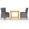 VidaXL Garden Dining Set, 3 Pcs Grey.