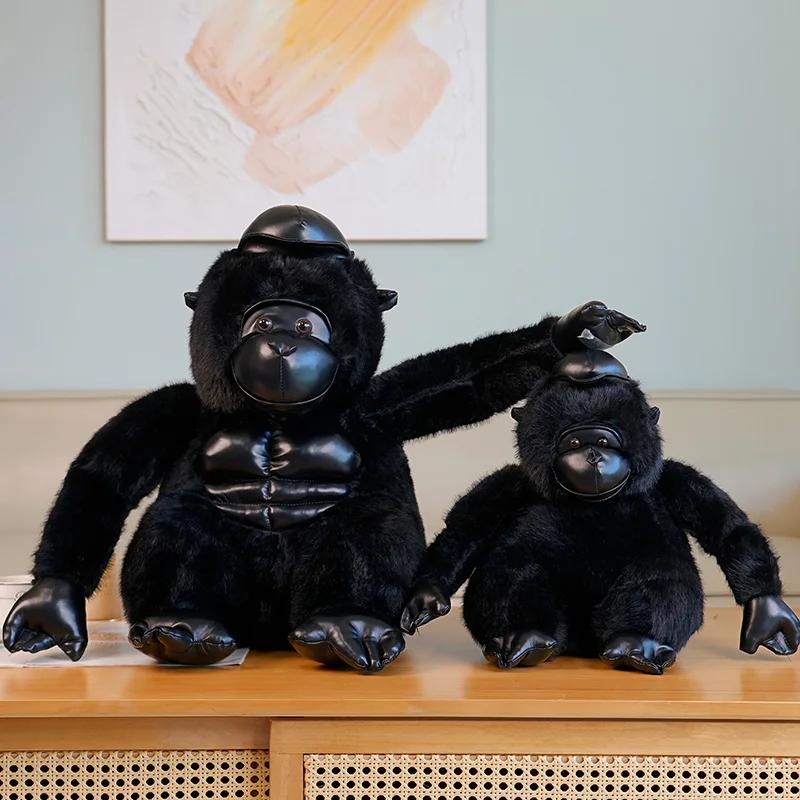 Fluffy Orangutan Gorilla Chimpanzee Plush Toy Stuffed Zoo Animal Plushie Peluche Black Monkey Doll Kids Companion Gift