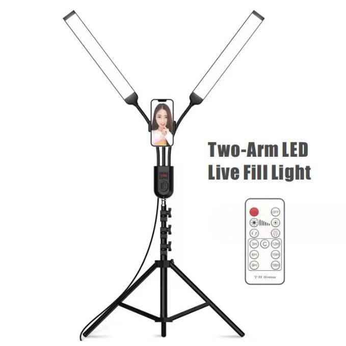 45W Dual-Arm LED Lamp for Photography/Live Stream - Foldable & Portable Fill Light
