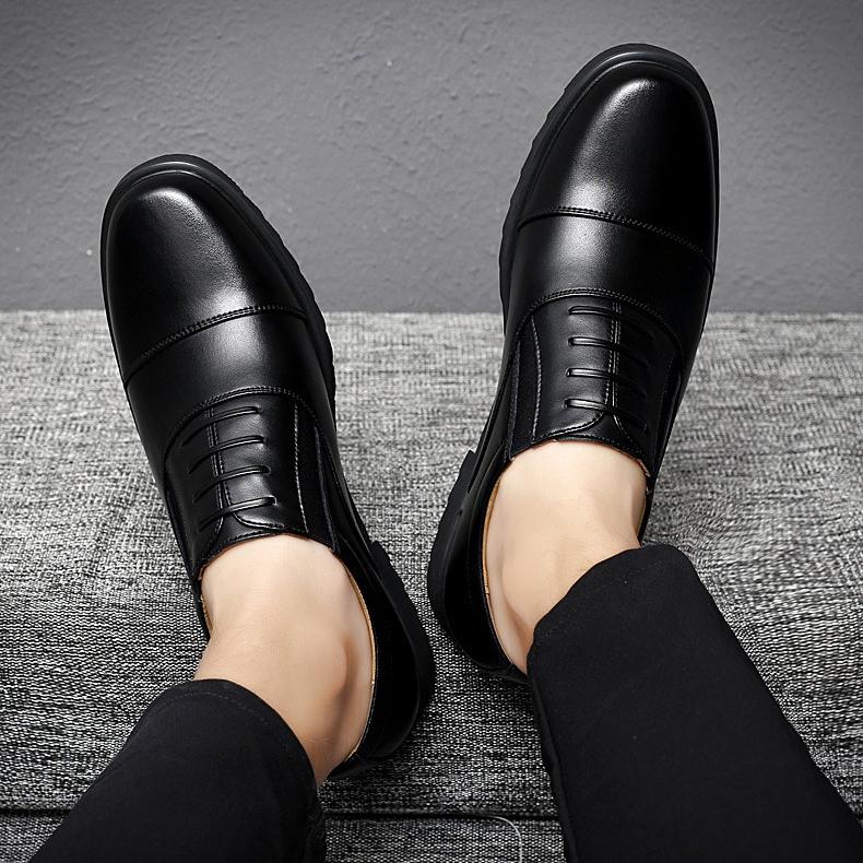 Men's Business Casual Leather Work Shoes – Black Soft-Sole Anti-Slip Breathable Comfortable Footwear