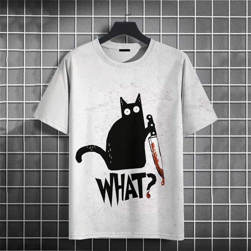 Cartoon Animals Pattern T Shirt For Men Funny Quirky Cat 3D Printed T-Shirts Summer Oversized Short Sleeve Tees Round Neck Tops