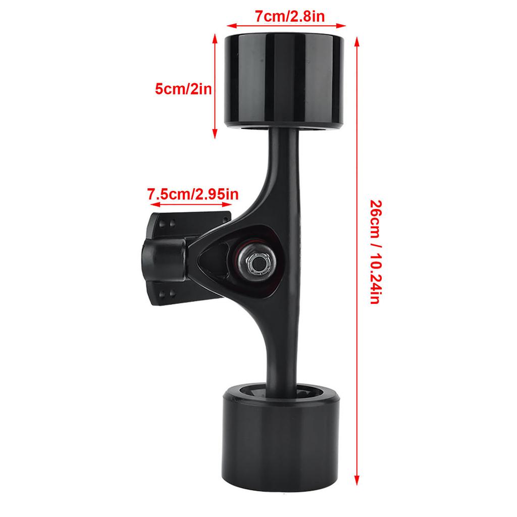 2pcs   Truck with Skate Wheel Riser Pad Bring Accessory(black shaft black wheel)