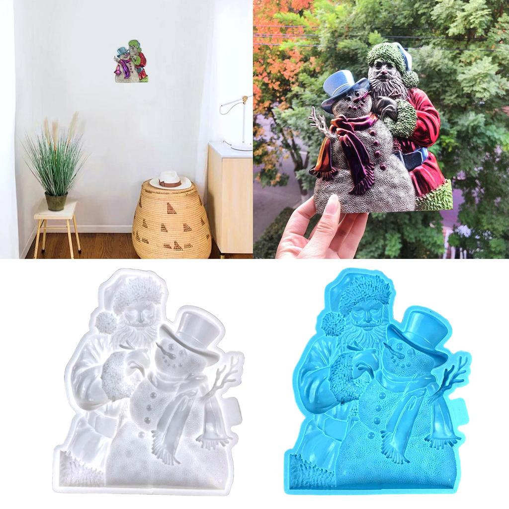 Semi-stereoscopic Santa Claus Wall Ornaments Drop Glue Mold Diy Wall Pendant Desktop Decoration Epoxy Silicone Mold