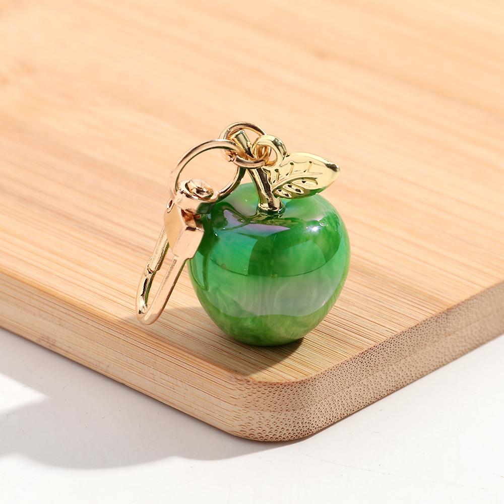 Trendy Christmas Apple Resin Pendant Keychain Bag Charms for Women Cute Decoration Iridescent Jewelry Accessories Keyring Gift