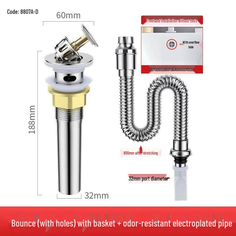 Stainless Steel Basin Pop-up Drain Assembly