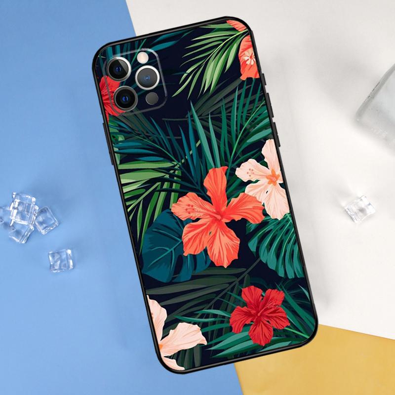 Summer Plant Palm Green Leaf Aloha Phone Case For iPhone 16 Pro 15 Pro 11 13 14 Pro Max 12 Mini XR 16 15 Plus 16e Cover Shell