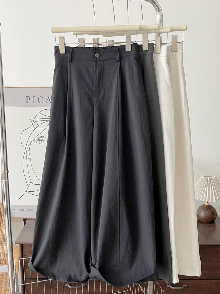 

Temperament Women s 2026 New Loose Straight Leg Casual Pants with Elastic Waist - Wide Leg Relaxed Fit. Medium темно-синього кольору
