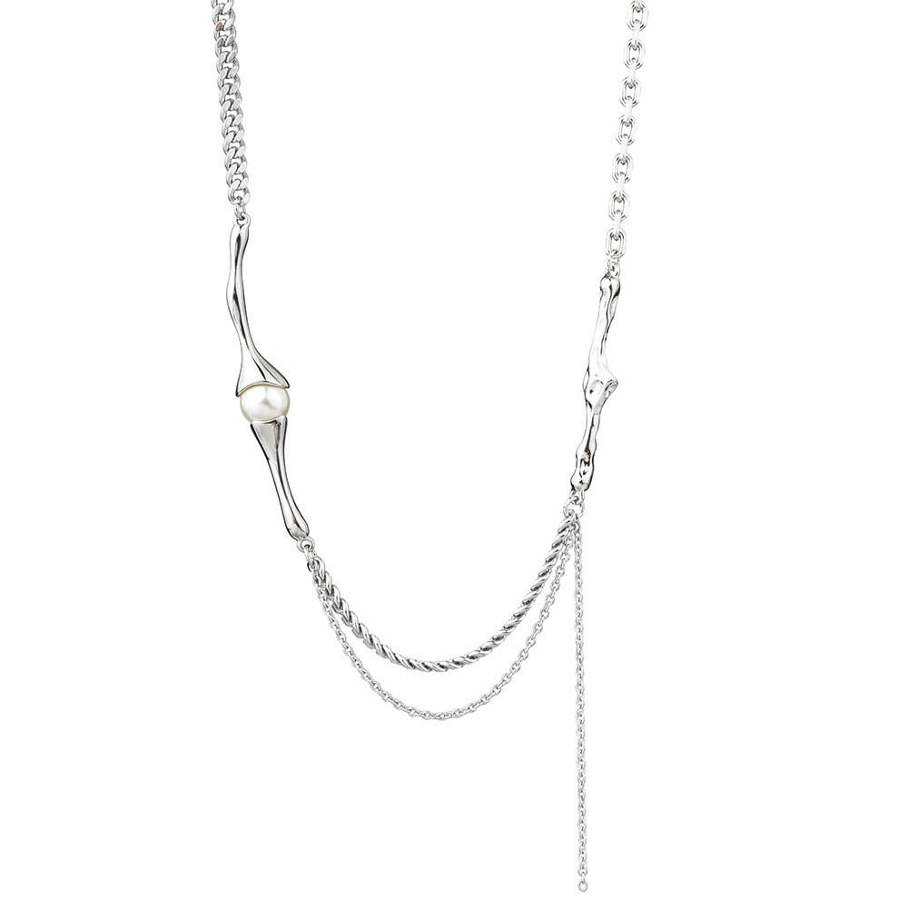 Chic Pearl Tassel Necklace With Layers And Geometric Shapes Perfect For Any Outfit