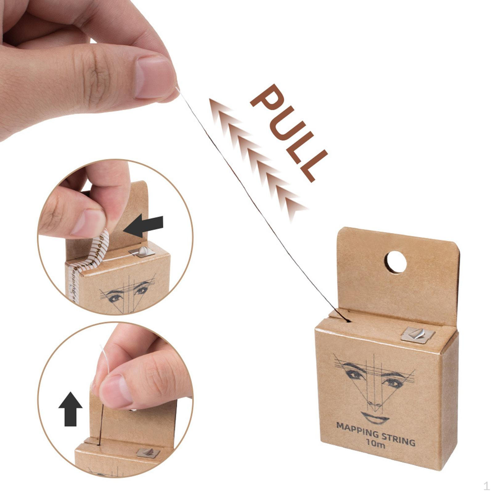 Pre-inked Eyebrow Mapping Marker 10m Brown Ink Point Thread Measuring Tool for