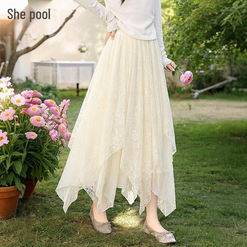 Women s Elegant Mesh Irregular Midi Skirt Free Size