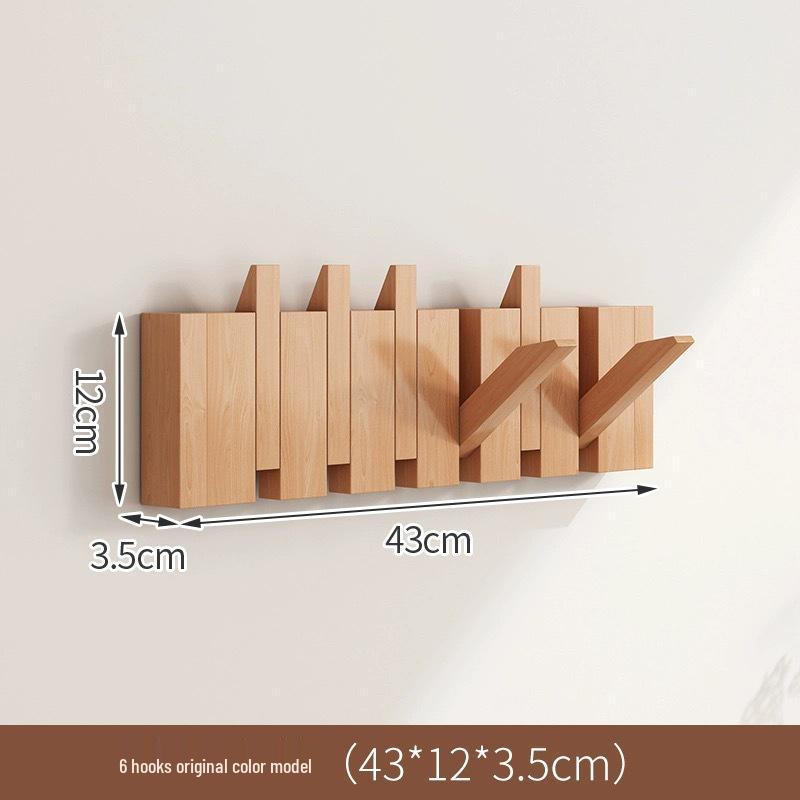 No-Drill Wall-Mounted Japanese Style Solid Wood Coat Hook for Hallway or Entrance Door