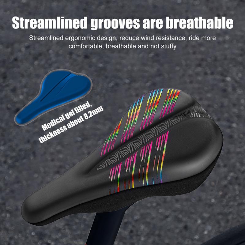 Breathable Saddle PU Leather Gel Bicycle Seat Cover Hollow Men And Women Road Bike Bicycle Products Accessories Cycling blu