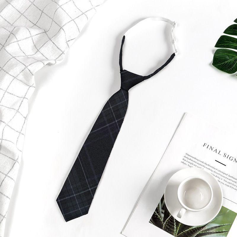 Cotton Solid Color Tie With White Stripe For Japanese School Style Students And Casual Wear