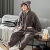 Men's Hooded Flannel One-Piece Suit: Thick Coral Fleece Pajamas for Autumn/Winter, Suitable for Indoors and Outdoors.