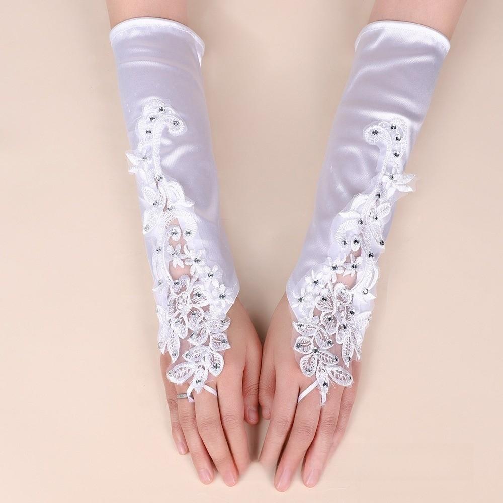 1Pairs Sunscreen Women Lace Gloves Fingerless Bridal Gown Mittens Performance Gloves Party Dress