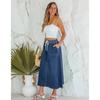 2026 Spring Y2K Drawstring Washed Denim Half Skirt - Casual & Elegant