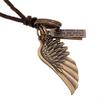 Antique Vintage Angel Wing Letter Carved Men Women Faux Leather Pendant Necklace