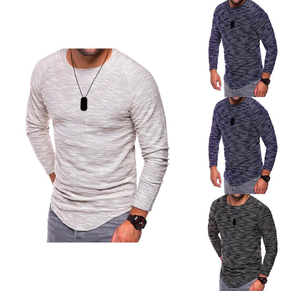 Mens Long Sleeve Oneck Tshirt With Unique Pattern And Comfortable Fit In Multiple Colors