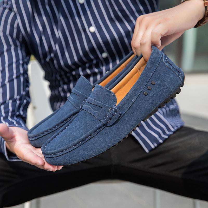 Popular Doudou shoes men's one-pedal men's casual leather shoes soft-soled suede lightweight driving shoes large size 48