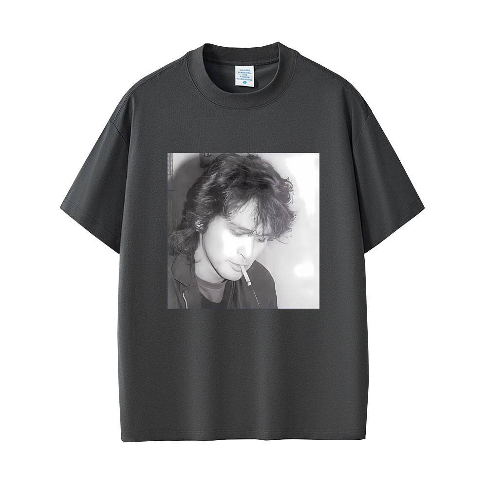 Klassische Russische Rockband Kino Viktor Tsoi Rauchmotiv Grafik T-Shirts Unisex Damen Lässig Übergroß Streetwear Unisex Baumwoll-T-Shirts