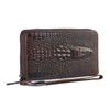 Herren Geldbörse Lang Reißverschluss Handtasche Echtes Leder Geprägtes Krokodilmuster Silberne Tasche Rindsleder Business Herren Handtasche