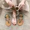 Rhinestone Sandals Women's Summer New Toe Wind PVC Rear Elastic Band 41ladies Sandals