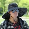 WTEMPO Printed Mesh Patchwork Sun Hats Sun Protection Outdoor Large Brim Sunscreen Hats Summer Men's Travel Hiking Hats